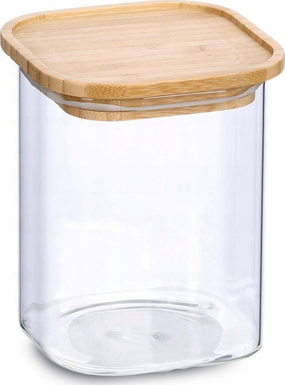 Kavanoz magazinimi me kapak bambuje, 900 ml, transparent