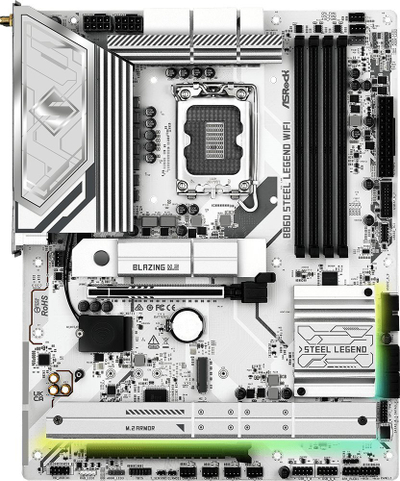 Pllakë amë ASRock B860 Steel Legend WiFi, LGA1851, DDR5, ATX, bardh e zezë