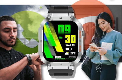 Smartwatch Gravity GT6-5, ekran 1.96", Bluetooth, i argjendtë