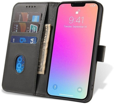Mbajtëse magnetike Samsung A15, me kapak dhe portofol, e zezë