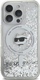 Futrollë Karl Lagerfeld KLHMP16LLGCHSGH për iPhone 16 Pro 6.3", hardcase transparente, me shkëlqim, ngjyrë argjend