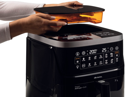 Fritezë ajri Ariete Steam Air Fryer Grill 4636, 7L, 1700W, kontroll me prekje, gri