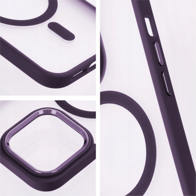 Силиконска MagSafe маска за iPhone 16 Pro Max, мат, проѕирна, виолетова