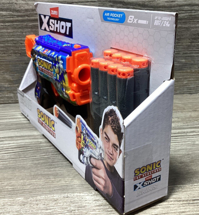 Pistoletë lodër Zuru X-Shot Skins Menace Sonic, 8 fishekë shkumë, shumëngjyrëshe
