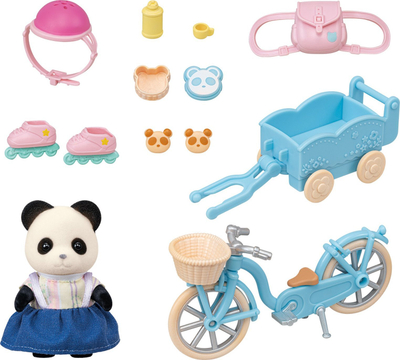 Set lodër Sylvanian Families Cycle and Skate, Pookie Panda girl Rosalina, biçikletë dhe patina, shumëngjyrësh