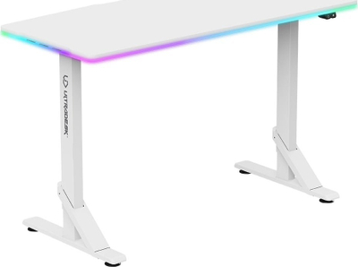 Tavolinë gaming ULTRADESK Iron Wei, skelet çeliku, drita LED, e zezë