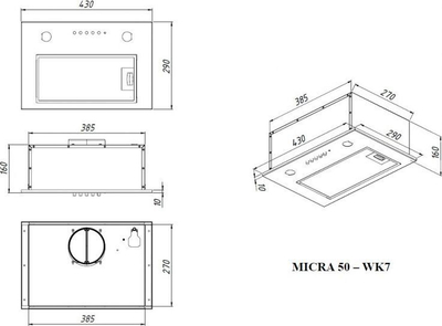 Капак аспирација Akpo WK-7 Micra 50, 50 cm, LED, инокс