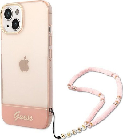 Kuti mbrojtëse Guess GUHCP14MHGCOHP për iPhone 14 Plus, 6.7", polikarbonat, rozë e tejdukshme