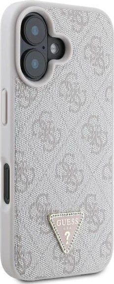Mbulesë telefoni Guess GUHCP16SP4TDSCPP për iPhone 16 6.1", hardcase lëkurë eco, me rrip, rozë