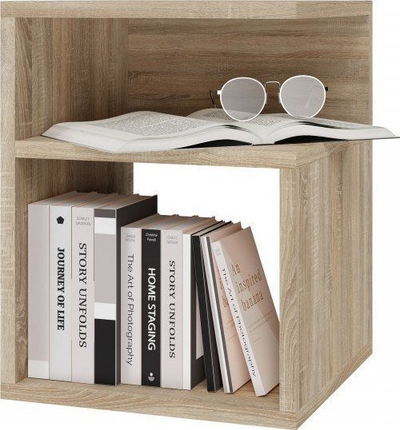 Komodinë anës krevati Topeshop Tini, 1 sirtar, dru Sonoma Oak, ngjyrë natyrale
