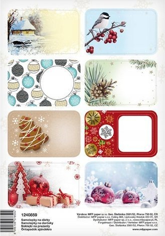 Stickera dhuratash për Krishtlindje MFP, 16 copë, me figura festive, shumëngjyrëshe
