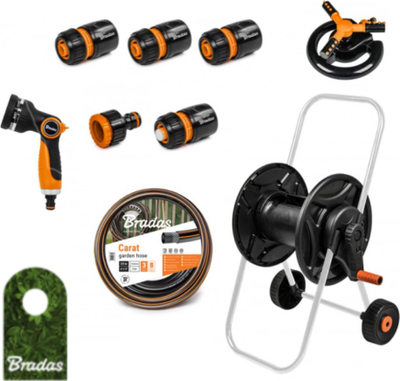 Set karrocë uji Bradas Daily, zorrë kopshti 1/2", 20 m, e zezë me portokalli