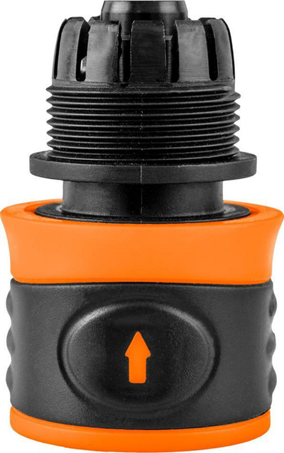 Lidhës zorre Neo Through Connector, 1/2", dy-materialsh, portokalli me të zezë