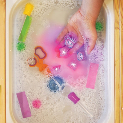 Kube drite Glo Pals Sesame Street Abby Cadabby, set 4 copë, për lojë shqisore, rozë dhe vjollcë