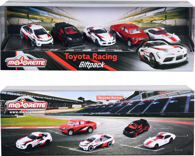 Set makina lodër Majorette Toyota Racing, 5 copa, metal, 7.5cm, shumëngjyrëshe