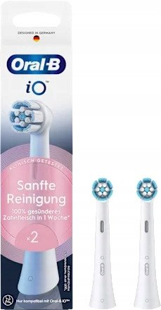 Koka furçe Oral-B iO Gentle Cleaning, set me 2 copë, për furçat elektrike Oral-B iO, ngjyrë e bardhë