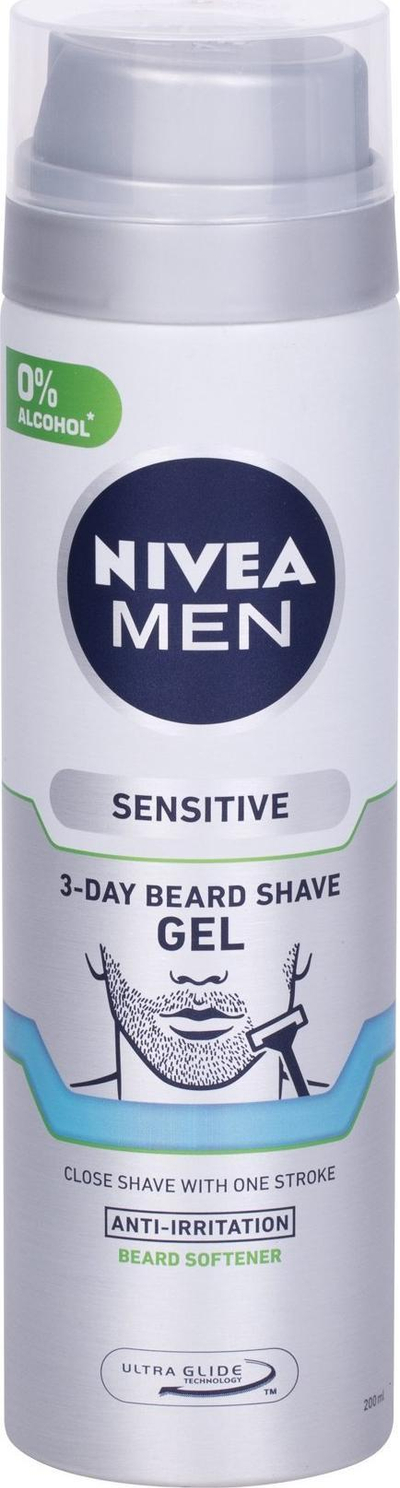 Xhel rroje Nivea Men Sensitive Beard 3 Days, për lëkurë të ndjeshme, 200ml