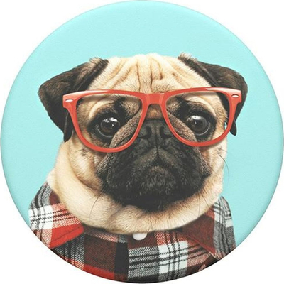 Mbajtëse telefoni Popsockets Studious Stu Handy Stand, kapëse PopGrip, me qen, jeshile