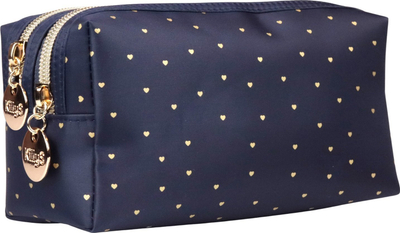 Çantë kozmetike KillyS Golden Heart, me dy ndarje, 18 x 9.5 x 7.5 cm, blu e errët