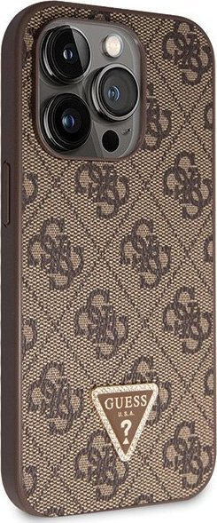 Kuti mbrojtëse Guess GUHCP14LP4TDSCPW për iPhone 14 Pro, hardcase crossbody, print 4G, kafe