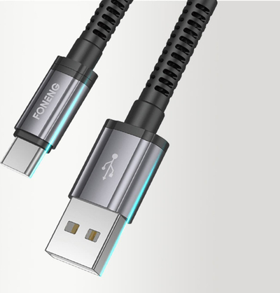 Kabllo USB FONENG X56, USB në USB C, 1m, e zezë