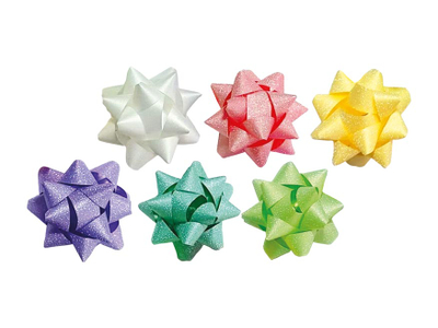 Rozetë dhurate Bow Ribbon Glitter Soft, 3 cm, me shkëlqim, shumëngjyrëshe