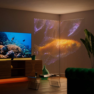 Perde drita LED Twinkly Matrix 500 RGB, 50 x 240 cm, tel transparent