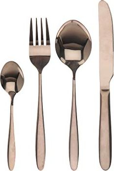 Set lugë-pirunash Excellent Houseware, 16 copë, çelik inox, ngjyrë bakri