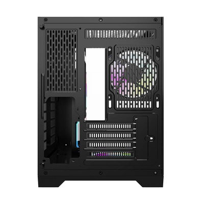 Kuti kompjuterike DarkFlash FT350 Mini Tower, M ATX ITX, 5 ventilatorë ARGB, e zezë