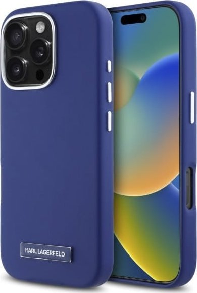 Kapak telefoni Karl Lagerfeld KLHMP16LPGMSRPB, për iPhone 16 Pro 6.3", hardcase MagSafe, blu