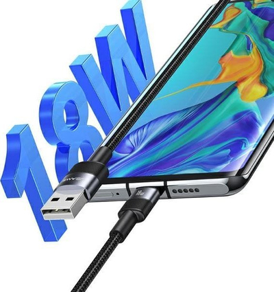 Kabllo USB Usams USB A në USB C, 1.2m, 60W, e zezë