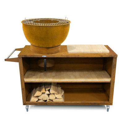 Kuzhinë kopshti Heat Trolle HBBQ.005R, tas 55 cm, me rrota, ngjyrë rusty