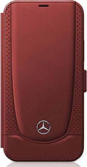 Këllëf telefoni Mercedes Perforated Leather Book Case për iPhone 12 mini, lëkurë e kuqe, me magnet