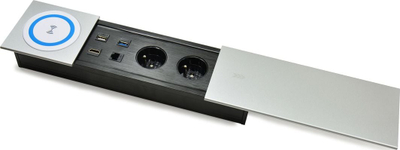 Prizë rrëshqitëse tavoline Spacetronik SPS-S27S, 2x220V, module USB dhe RJ45, argjendtë