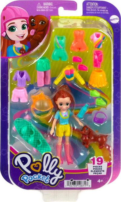 Set lodrash Mattel Polly Pocket Lila Rainbow, kukull me aksesorë, shumëngjyrëshe