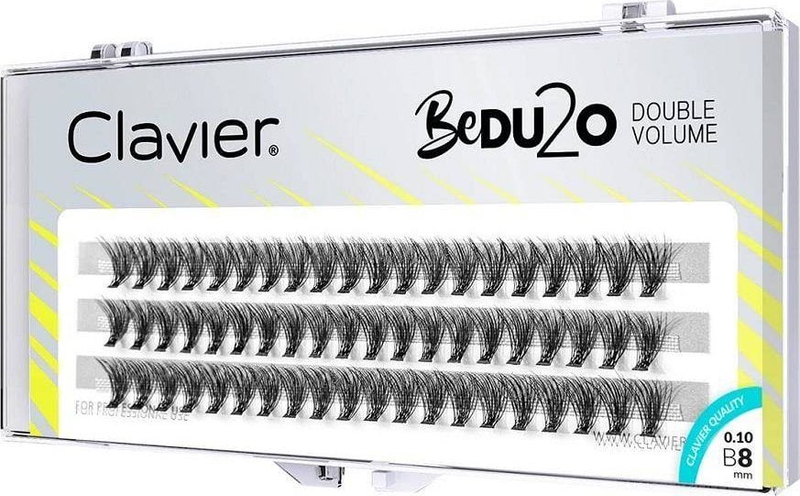 Tufa qerpikësh Clavier BeDU2O Lash Clusters, B Curl, 8 mm, të zeza