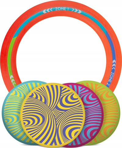 Set loje me frisbi Waboba Backnine, 4 disqe, unazë pikëzimi, portativ