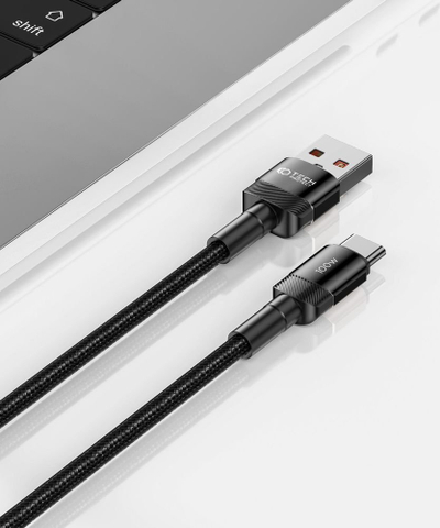 Kabllo USB në USB C Tech-Protect UltraBoost Evo, 25cm, 100W 5A, i zi