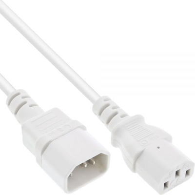 Kabllo rryme InLine 16631W, IEC 3 pin M/F, 1m, e bardhë