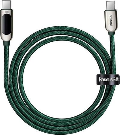 Kabllo Baseus USB C në USB C, 2m, 100W 5A, jeshile