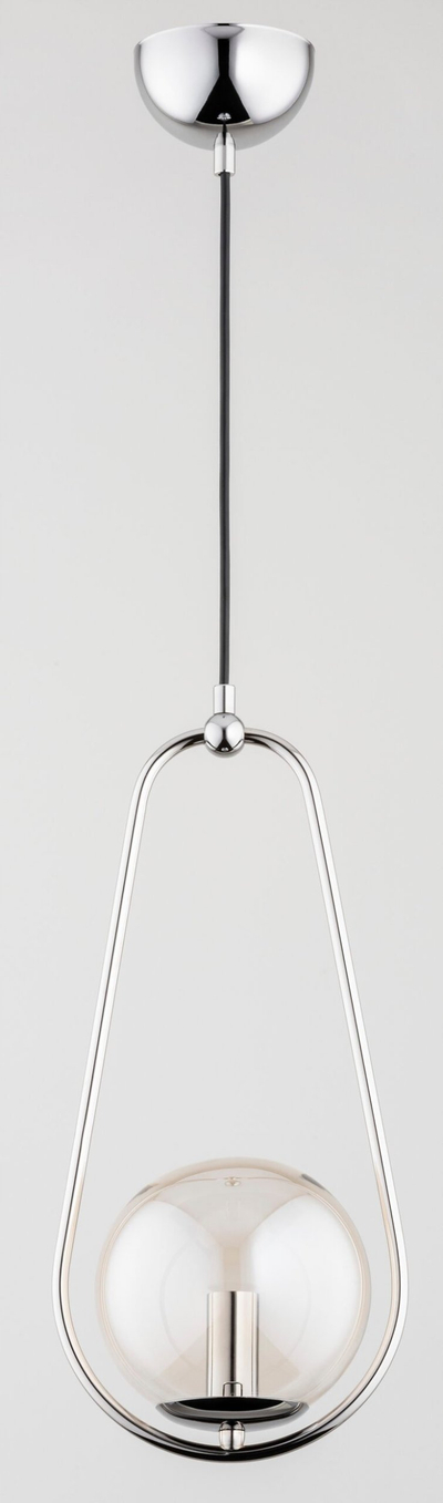 Lampë varëse Alfa Elipsa Chrome, 1 pikë, soketë E14, xham amber