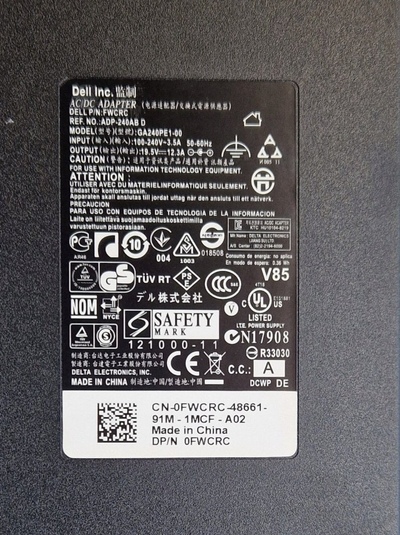 Karikues për laptop Dell, 240W, 19.5V, 12.3A, 7.4mm, i zi