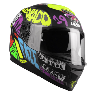 Helmetë moto LAZER Rafale Mexicana, polikarbonat, vizor dielli, e zezë multicolor