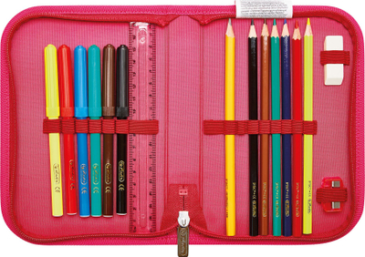 Set çantë shkolle Herlitz UltraLight Plus Sweet Hearts, ergonomike, për goca, e kuqe