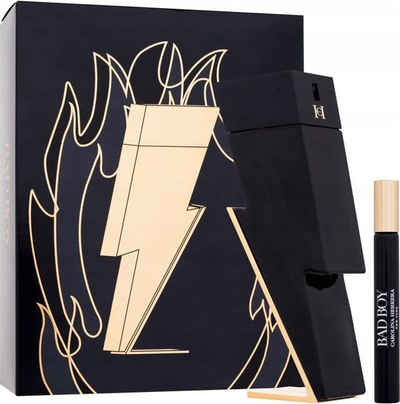 Set parfum për meshkuj Carolina Herrera Bad Boy, 100ml EDT, 10ml EDT, i zi
