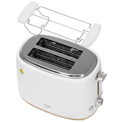 Toster ADLER AD 3225, 2 feta, 800W, funkcioni grill, i bardhë