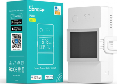 Rele inteligjente Wi-Fi Sonoff POW Elite POWR316D, 16A, matje konsumi energjie, e bardhë