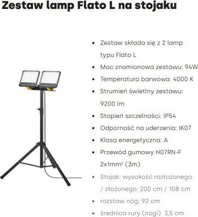 Prozhektor pune Lena Lighting Tower Lite LED, 9200lm, 94W, i zi