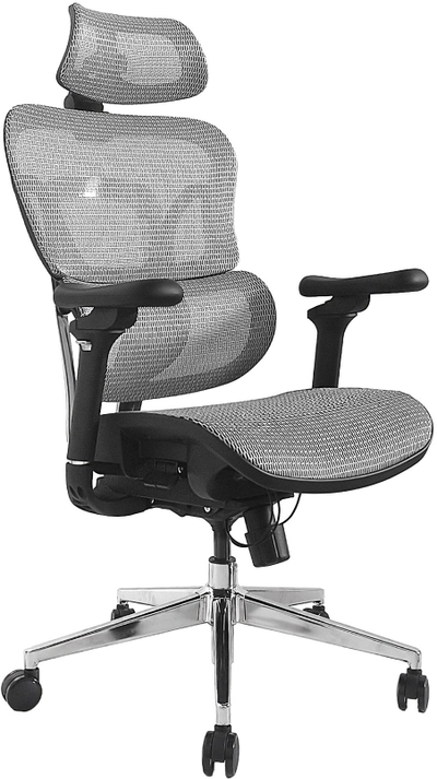 Karrige zyre ergonomike Equip, me mbështetëse koke, me mbështetëse duarsh, gri
