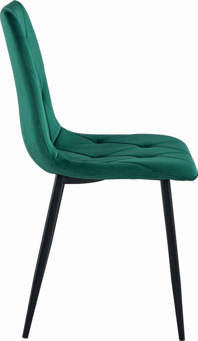Set karrigesh Oskar Chair Libra, velur, këmbë metalike të zeza, jeshile e errët, 3 copë